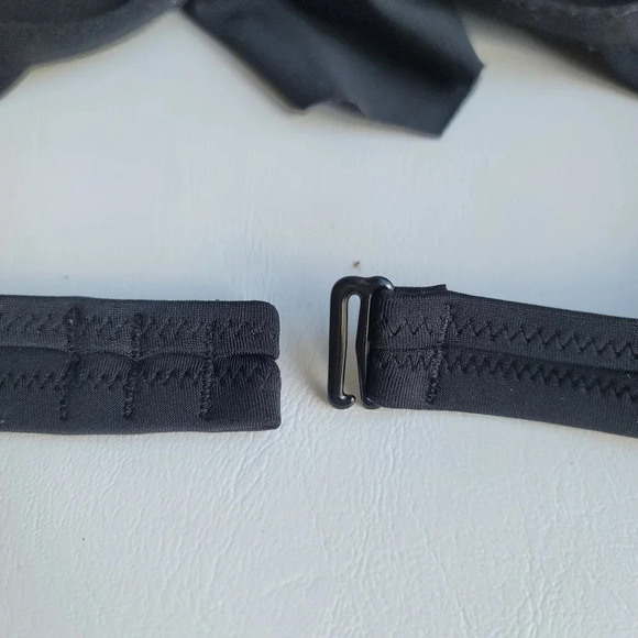 PINK by Victoria Secret Bikini Swim Top Black Studded Padded Draped Top Size XS - Picture 7 of 10